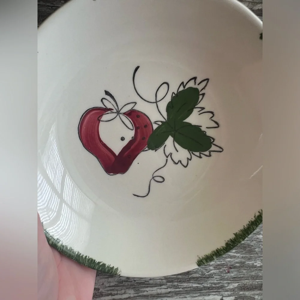 Blue Ridge Southern Pottery Decorative Strawberry‎ Sundae Shallow Bowl Vintage